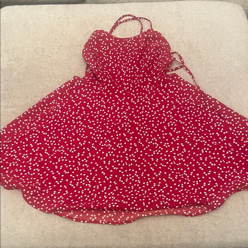 ROMWE Red Backless Dress with White Pattern